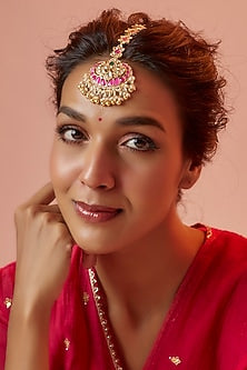 Gold Finish Kundan Polki Maang Tikka