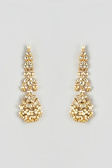 Gold Finish Kundan Polki Dangler Earrings