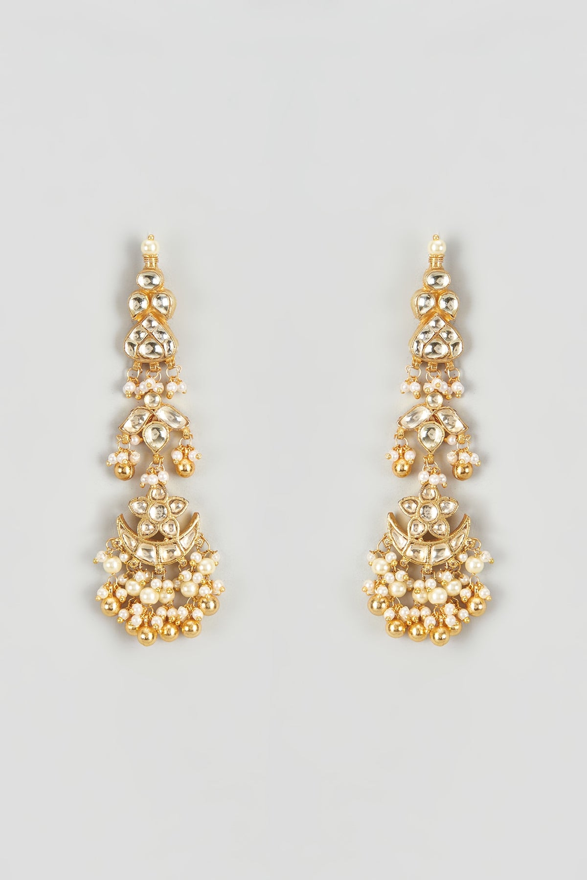 Gold Finish Kundan Polki Dangler Earrings