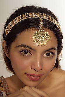 Gold Finish Kundan Polki Sheeshphool