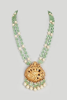 Gold Finish Temple Mala In Sterling Silver