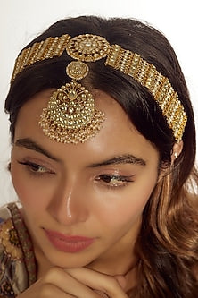 Gold Finish Kundan Polki Sheeshphool