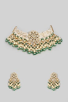 Gold Finish Kundan Polki Choker Necklace Set
