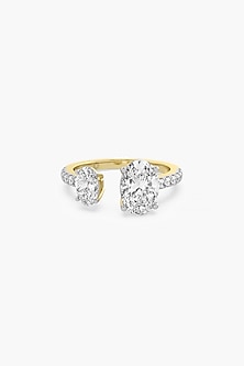 14kt Yellow Gold Finish Lab Grown Round & Oval-Cut Diamond Toi Et Moi Ring
