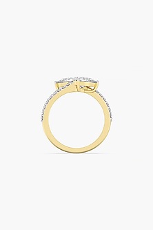14kt Yellow Gold Finish Lab Grown Round & Pear-Cut Diamond Toi Et Moi Ring