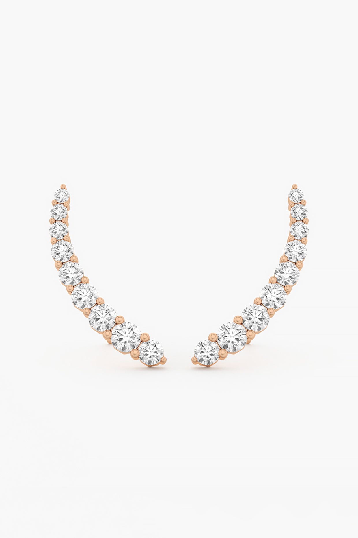 14kt Yellow Gold Finish Lab Grown Round-Cut Diamond Climber Earrings