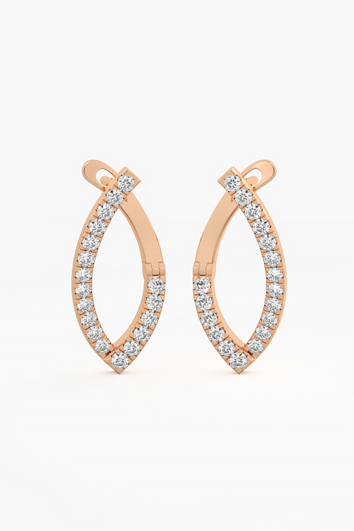 14kt Rose Gold Finish Lab Grown Round-Cut Diamond Earrings