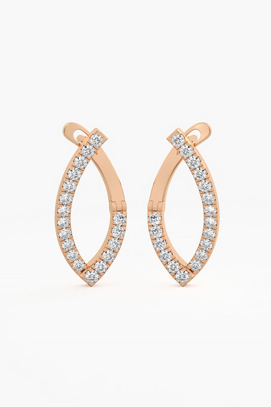 14kt Rose Gold Finish Lab Grown Round-Cut Diamond Earrings