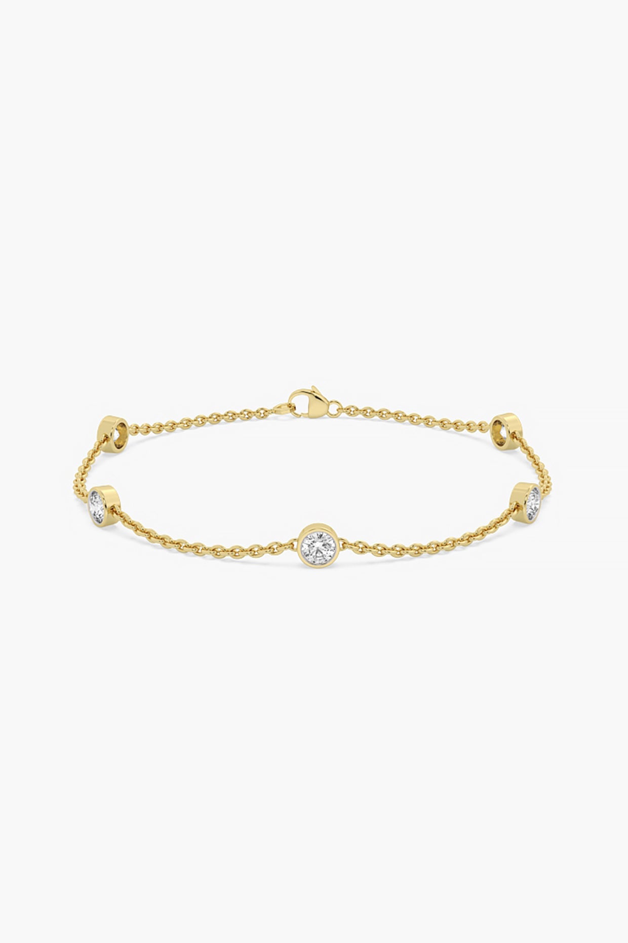 14kt Yellow Gold Finish Lab Grown Round-Cut Diamond Bracelet