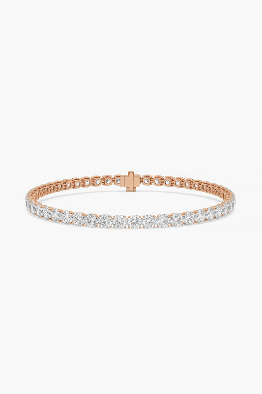 14kt Rose Gold Finish Lab Grown Round Cut Diamond Tennis Bracelet