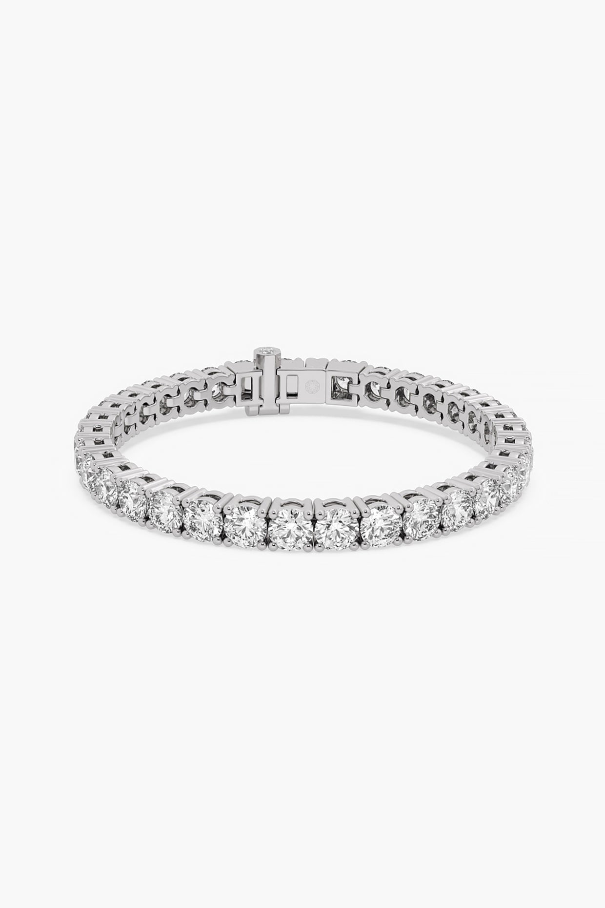 14kt White Gold Finish Lab Grown Round-Cut Diamond Tennis Bracelet