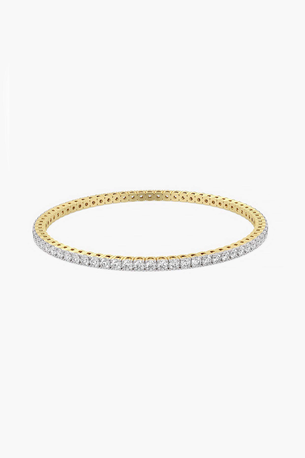 14kt Yellow Gold Finish Lab Grown Round-Cut Diamond Bangle