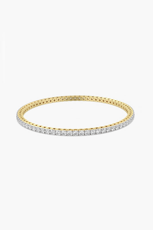14kt Yellow Gold Finish Lab Grown Round-Cut Diamond Bangle