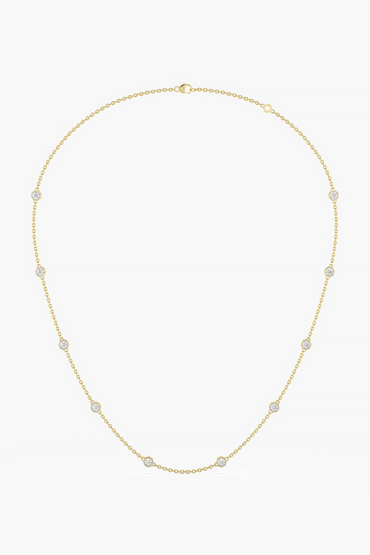 14kt Yellow Gold Finish Lab Grown Ashth-Cut Diamond Necklace