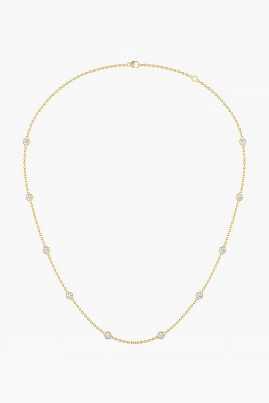 14kt Yellow Gold Finish Lab Grown Ashth-Cut Diamond Necklace