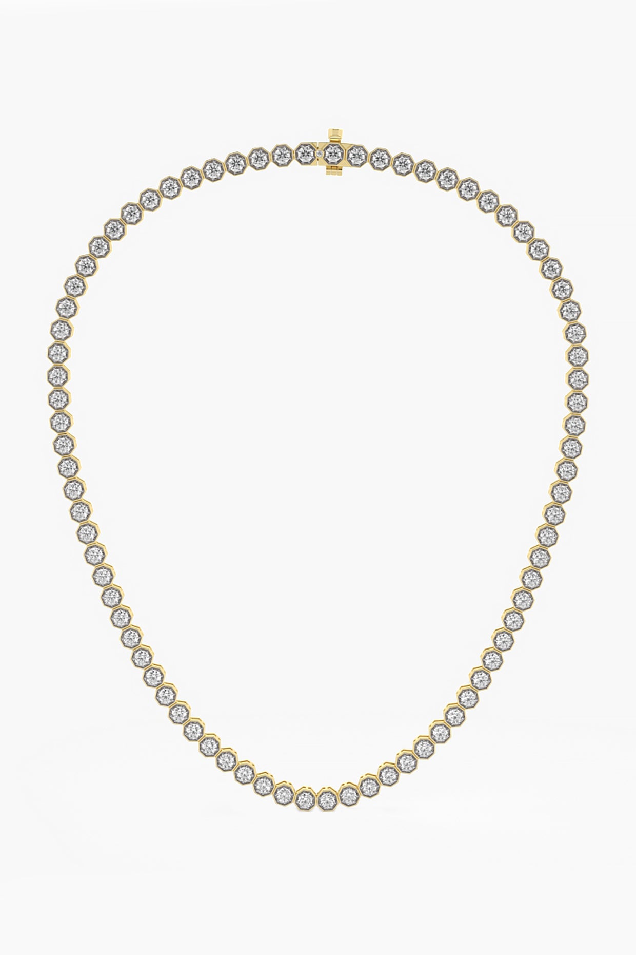 14kt Yellow Gold Finish Lab Grown Ashth-Cut Diamond Necklace