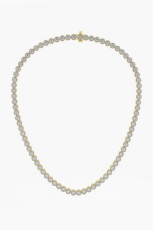 14kt Yellow Gold Finish Lab Grown Ashth-Cut Diamond Necklace