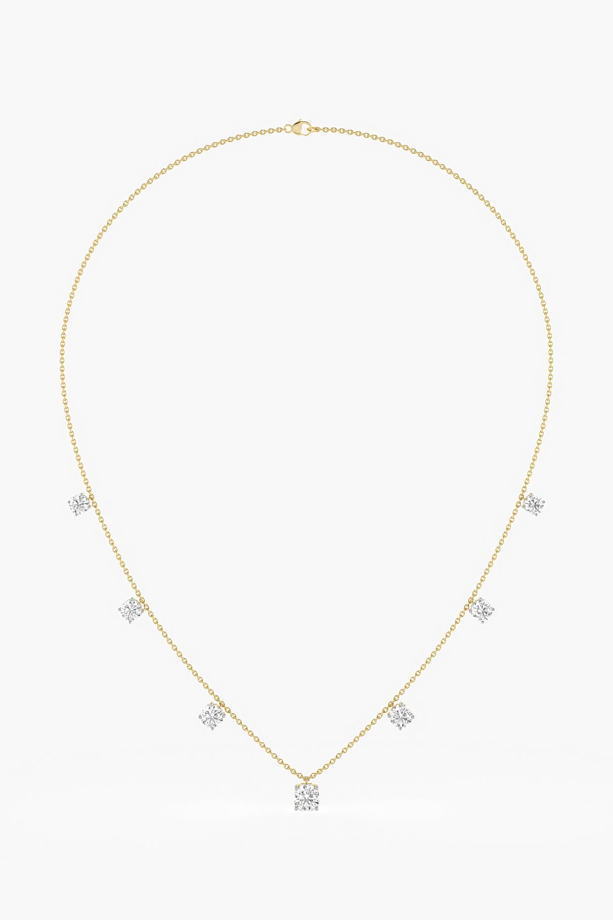 14kt Yellow Gold Finish Lab Grown Ashth-Cut Diamond Necklace