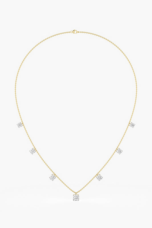 14kt Yellow Gold Finish Lab Grown Ashth-Cut Diamond Necklace