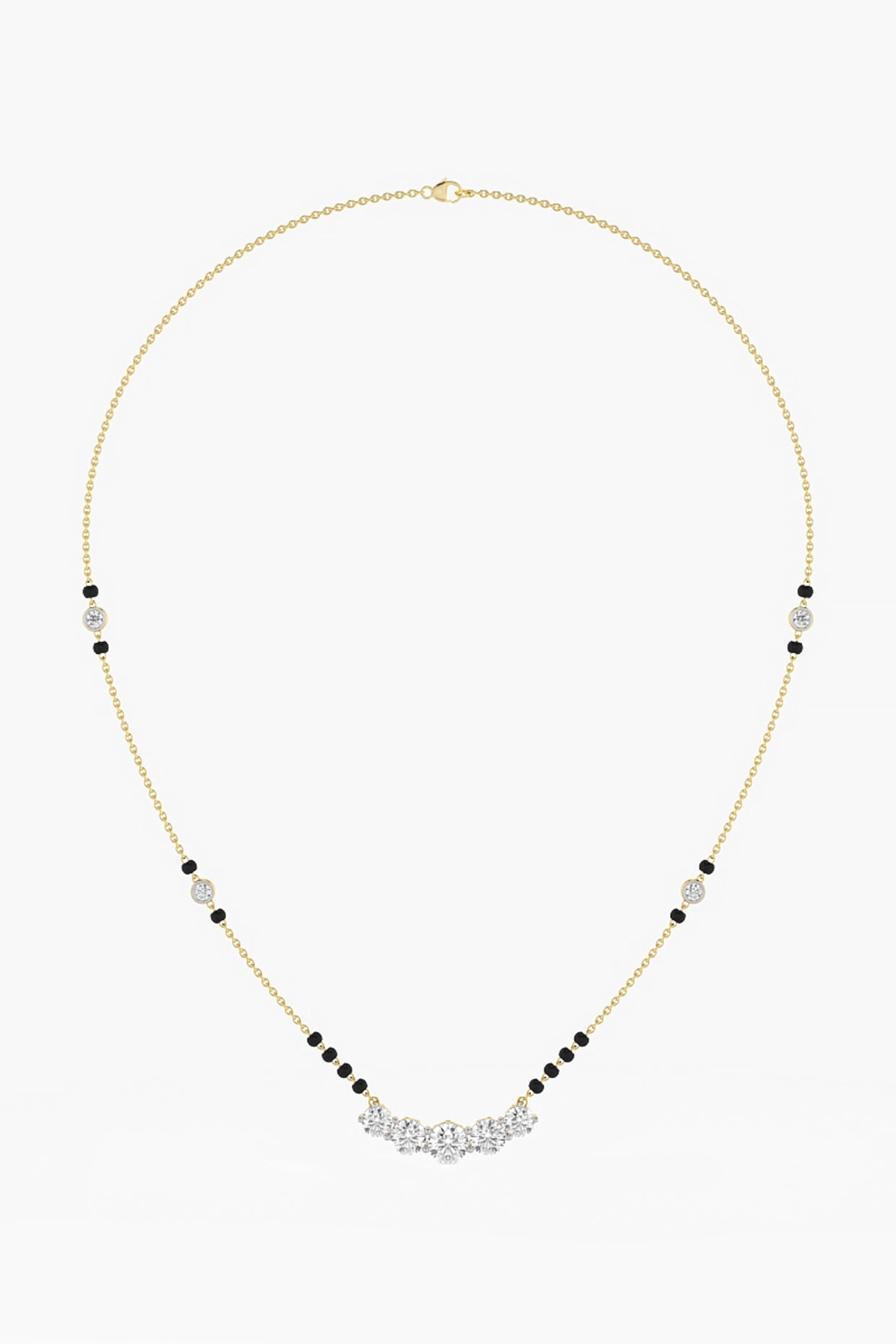 14kt Yellow Gold Finish Lab Grown Round-Cut Diamond Necklace