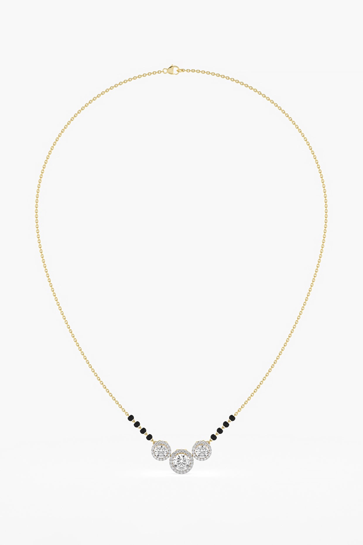 14kt Yellow Gold Finish Lab Grown Round-Cut Diamond Halo Necklace