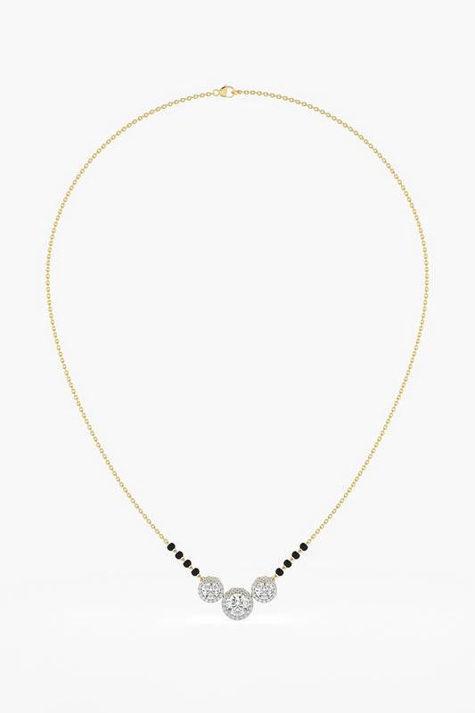 14kt Yellow Gold Finish Lab Grown Round-Cut Diamond Halo Necklace