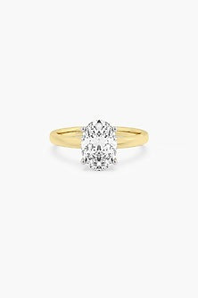 14kt Yellow Gold Finish 4 Prong Lab Grown Oval-Cut Solitaire Diamond Ring