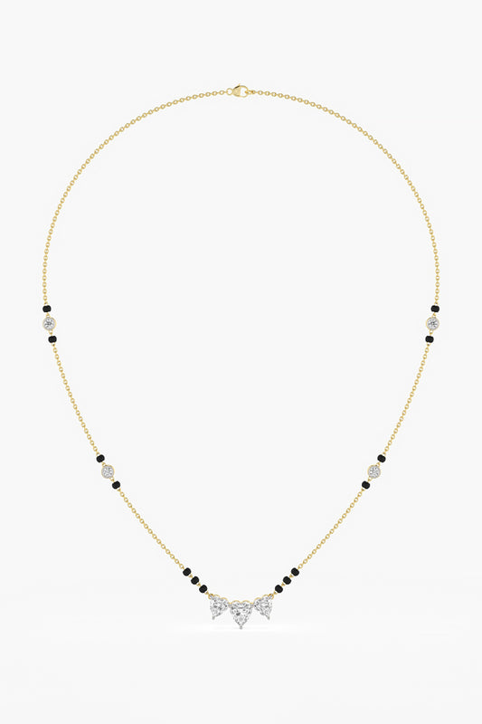 14kt Yellow Gold Finish Lab Grown Heart & Round-Cut Diamond Necklace