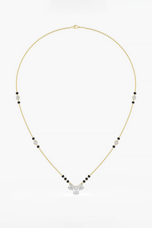 14kt Yellow Gold Finish Lab Grown Pear & Round-Cut Diamond Necklace