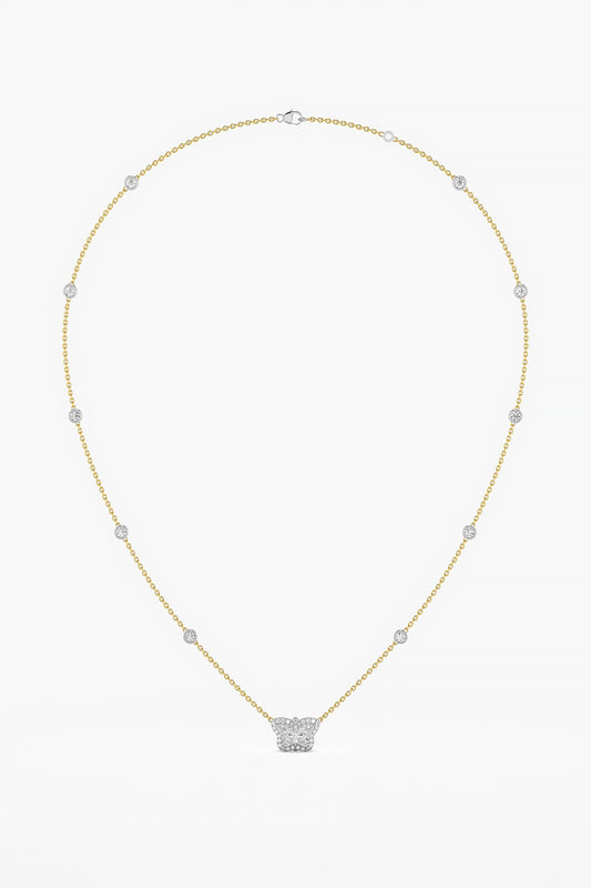 14kt Two Tone Finish Lab Grown Butterfly-Cut Diamond Pendant