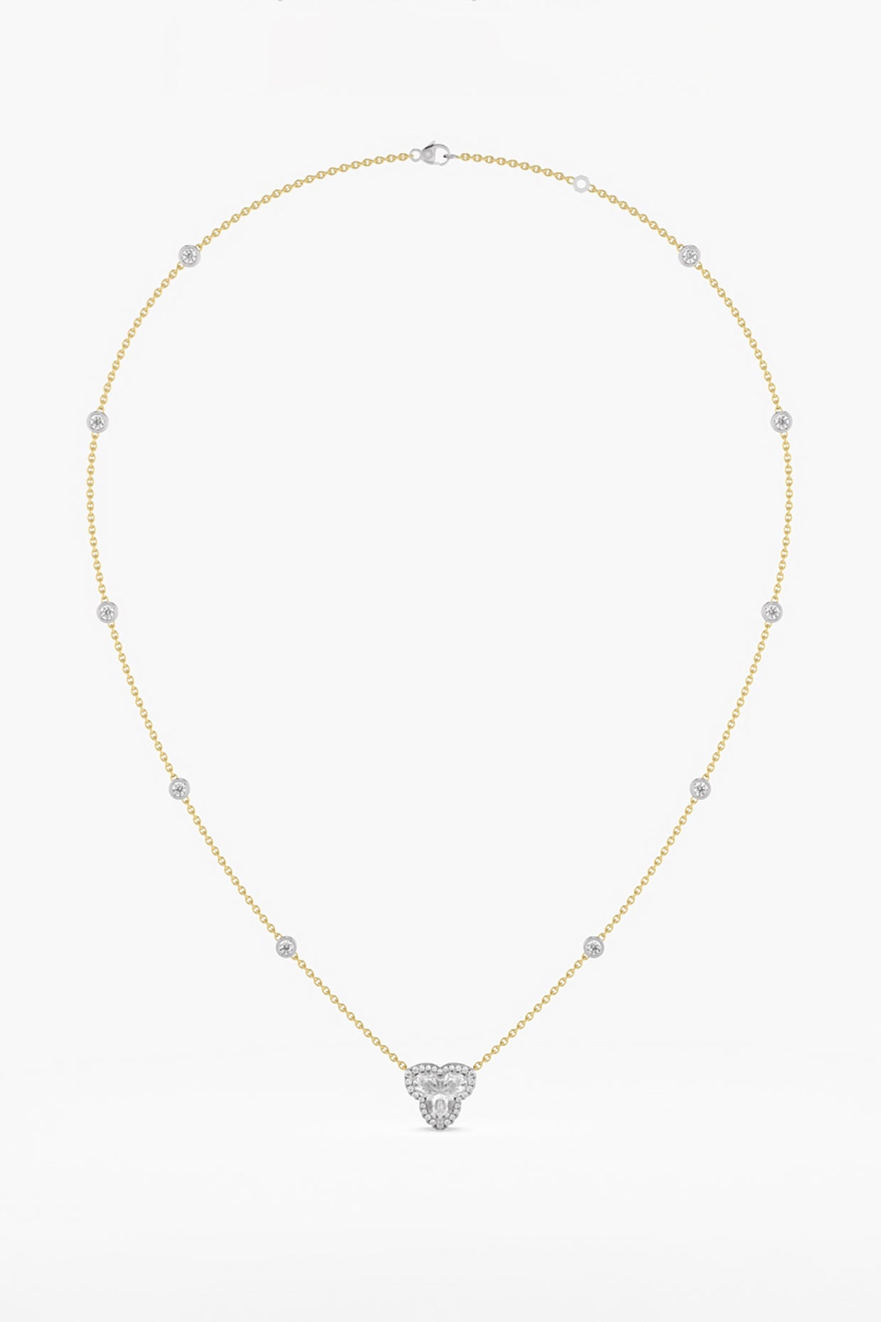 14kt Two Tone Finish Lab Grown Floral-Cut Diamond Pendant