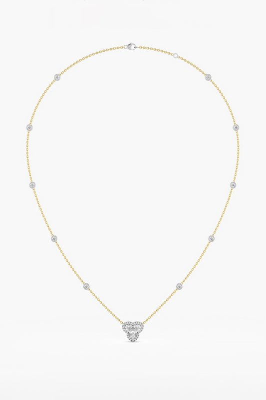 14kt Two Tone Finish Lab Grown Floral-Cut Diamond Pendant