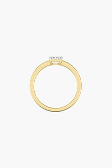 14kt Yellow Gold Finish 4 Prong Lab Grown Emerald-Cut Solitaire Diamond Ring