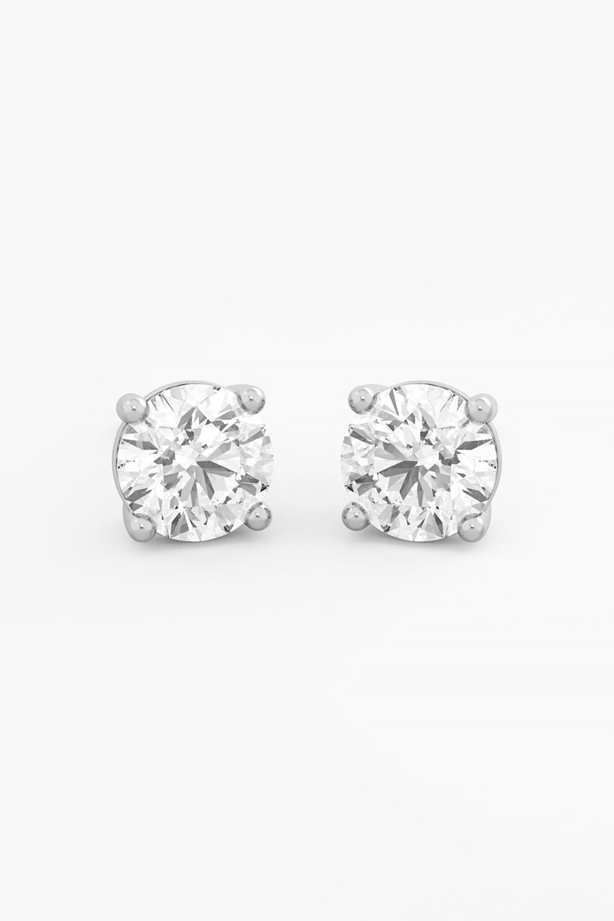 14kt White Gold Finish Lab Grown Round-Cut Diamond Stud Earrings