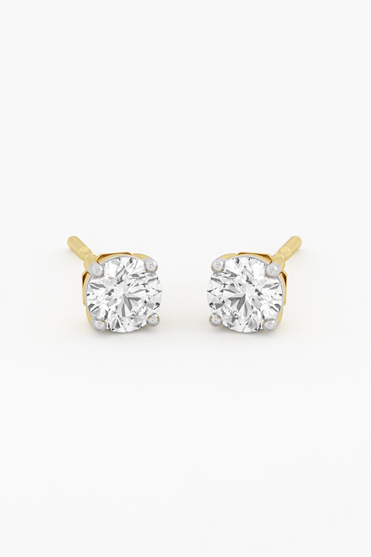 14kt Yellow Gold Finish Lab Grown Round-Cut Diamond Stud Earrings