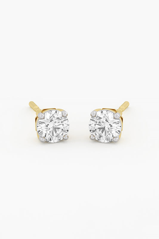 14kt Yellow Gold Finish Lab Grown Round-Cut Diamond Stud Earrings