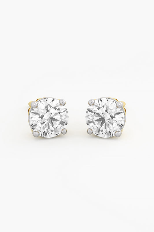 14kt Yellow Gold Finish Lab Grown Round-Cut Diamond Stud Earrings