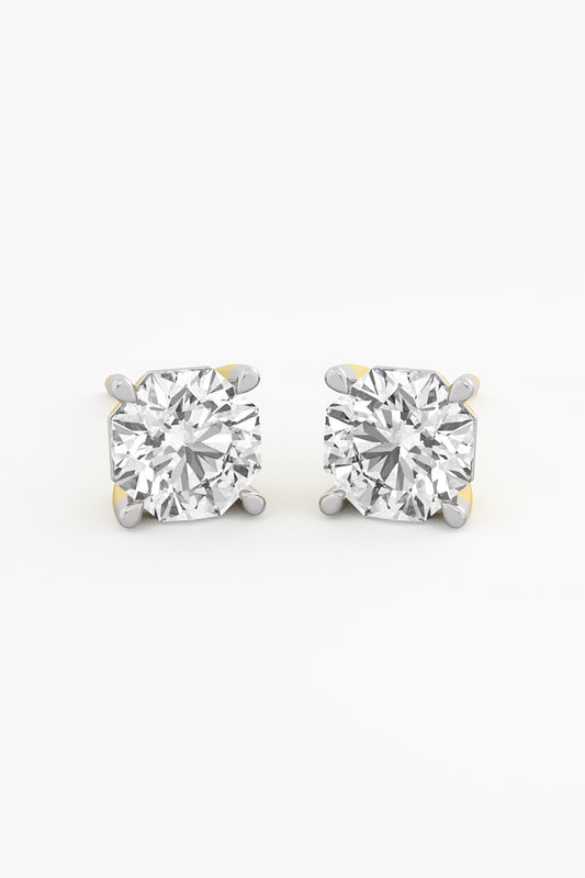 14kt Yellow Gold Finish Lab Grown Ashth-Cut Diamond Stud Earrings