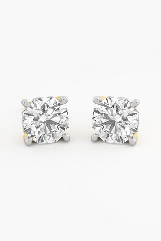 14kt Yellow Gold Finish Lab Grown Ashth-Cut Diamond Stud Earrings