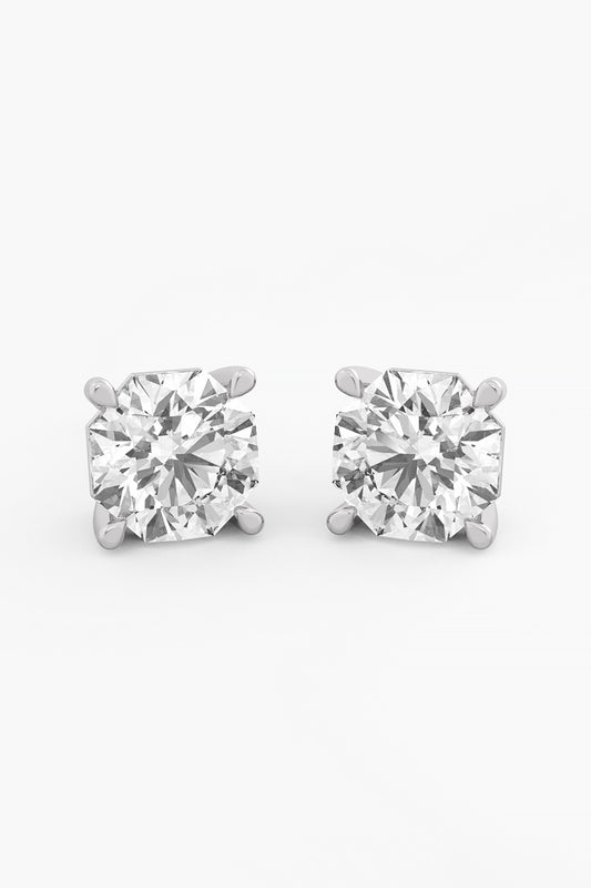 14kt White Gold Finish Lab Grown Ashth-Cut Diamond Stud Earrings