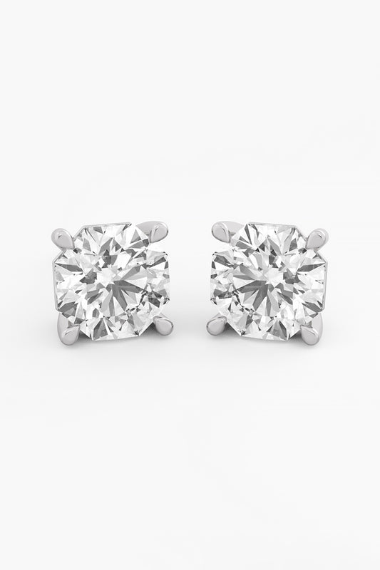 14kt White Gold Finish Lab Grown Ashth-Cut Diamond Stud Earrings