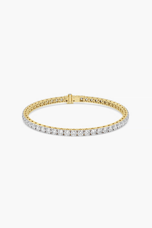 14kt Yellow Gold Finish Lab Grown Round-Cut Diamond Tennis Bracelet