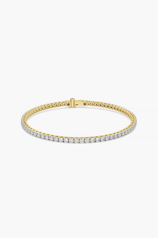 14kt Yellow Gold Finish Lab Grown Round-Cut Diamond Tennis Bracelet