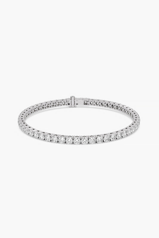 14kt White Gold Finish Lab Grown Round-Cut Diamond Tennis Bracelet
