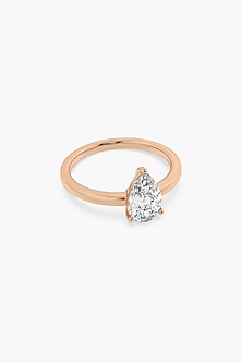 14kt Rose Gold Finish 3 Prong Lab Grown Pear-Cut Solitaire Diamond Ring