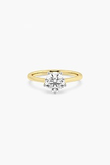 14kt Yellow Gold Finish 5 Prong Lab Grown Round-Cut Solitaire Diamond Ring