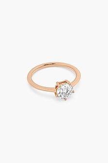 14kt Rose Gold Finish 5 Prong Lab Grown Round-Cut Solitaire Diamond Ring