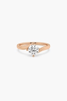 14kt Rose Gold Finish 4 Prong Lab Grown Round-Cut Solitaire Diamond Ring
