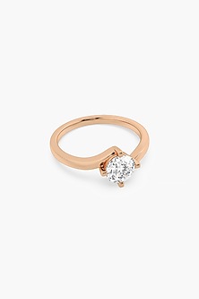 14kt Rose Gold Finish 4 Prong Lab Grown Round-Cut Solitaire Diamond Ring