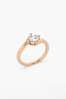 14kt Rose Gold Finish 4 Prong Lab Grown Round-Cut Solitaire Diamond Ring